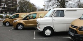 Old and new Ford Transits line up at the CV Show